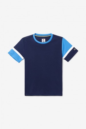 Camisa Polo Fila Core Doubles Crew Unisex Azul Marino | 809625LZR