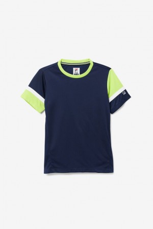 Camisa Polo Fila Core Doubles Crew Unisex Azul Marino Blancas | 054128LZQ