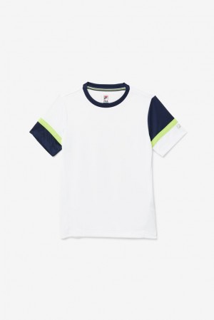 Camisa Polo Fila Core Doubles Crew Unisex Blancas Azul Marino | 015329UBE