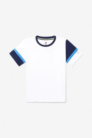 Camisa Polo Fila Core Doubles Crew Unisex Blancas Azul Marino | 567089MEY