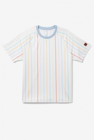 Camisa Polo Fila Cross Court Short Sleeve Printed Crew Hombre Blancas Azules | 896741VQO