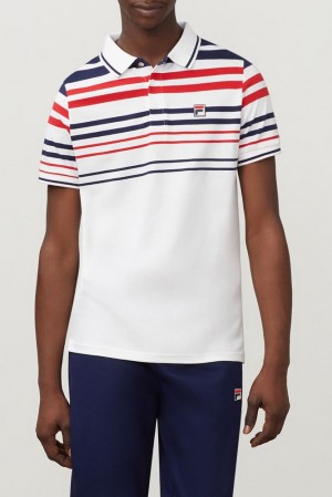 Camisa Polo Fila Geeza Polo Hombre Wht/Peac/Cred | 387592FXE