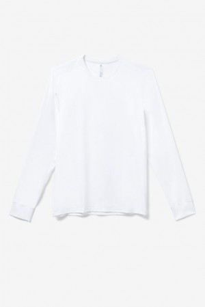Camisa Polo Fila White Line Long Sleeve Top Hombre Blancas | 438069XMI