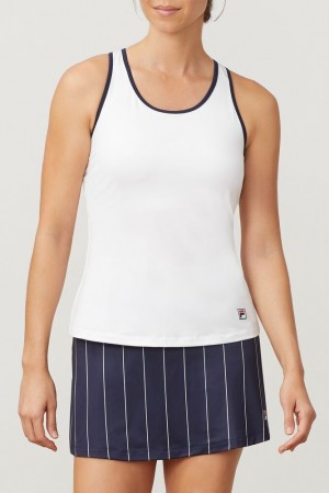 Camiseta Tirantes Fila Heritage Racerback Tank Mujer Wht/Navy/Plil | 480976HZX