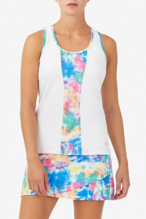 Camiseta Tirantes Fila Top Spin Tie Dye Racerback Tank Mujer Blancas | 359046PRX