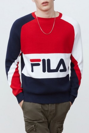 Chaquetas Fila Luke Sweater Hombre Peac/Cred/Wht | 789351RBW