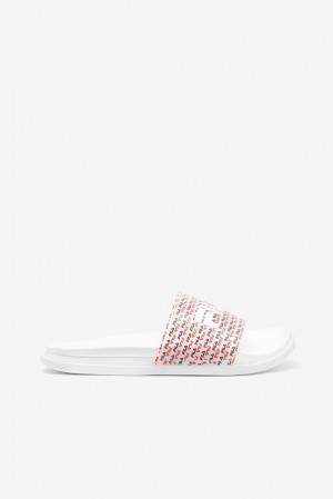 Sandalias Deslizantes Fila Drifter Luxe Repeat Slide Sandals Mujer Blancas Azul Marino Rojas | 190548TGA