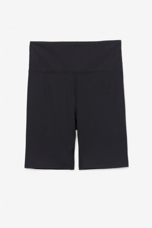 Short Fila Ribbed Essentials | Cam High Rise Bike Short Unisex Negras | 483651BGX