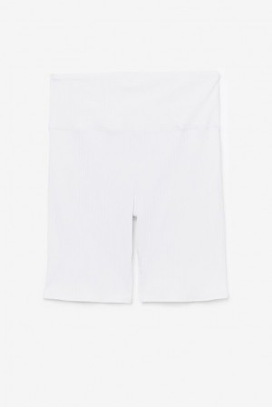 Short Fila Ribbed Essentials | Cam High Rise Bike Short Unisex Blancas | 568027VDN