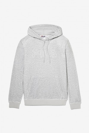 Sudadera con Capucha Fila Asher Velour Hoodie Hombre Gris Claro | 206378HFU