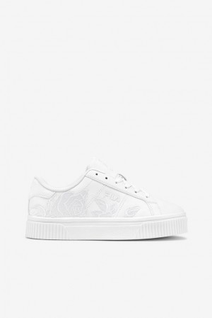 Tenis Fila Panache Embroidery Sneakers Mujer Blancas Blancas Blancas | 390285OBC