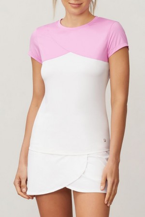 Tops Fila 30 Love Petal Cap Sleeve Tee Mujer Wht/Cycl | 274501NAH