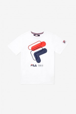 Tops Fila 3d Logo Tee Unisex Blancas | 938150OCR