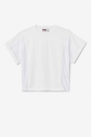 Tops Fila Amytis Mesh Panel Tee Mujer Blancas | 830267EXB