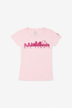 Tops Fila Nyc Sparkle Tee Unisex Rosas | 472316MBV