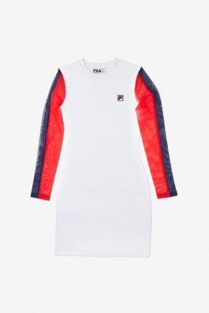 Vestido Fila Ruhi Dress Mujer Blancas Rojas | 523197LKO